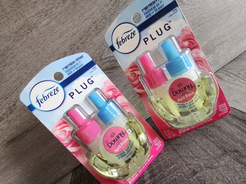 (2) Febreze Scented Oil Plugin Refill-Downy April Fresh Scent NEW